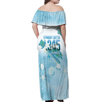Cayman Islands 345 Off Shoulder Maxi Dress Sea Turtle Watercolor Style