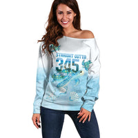Cayman Islands 345 Off Shoulder Sweater Sea Turtle Watercolor Style