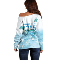 Cayman Islands 345 Off Shoulder Sweater Sea Turtle Watercolor Style