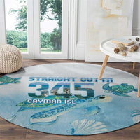 Cayman Islands 345 Round Carpet Sea Turtle Watercolor Style