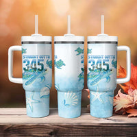 Cayman Islands 345 Tumbler With Handle Sea Turtle Watercolor Style