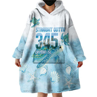 Cayman Islands 345 Wearable Blanket Hoodie Sea Turtle Watercolor Style