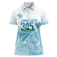 Cayman Islands 345 Women Polo Shirt Sea Turtle Watercolor Style
