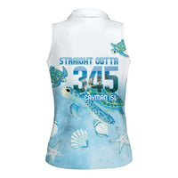 Cayman Islands 345 Women Sleeveless Polo Shirt Sea Turtle Watercolor Style