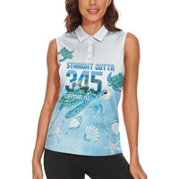 Cayman Islands 345 Women Sleeveless Polo Shirt Sea Turtle Watercolor Style
