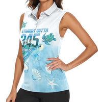 Cayman Islands 345 Women Sleeveless Polo Shirt Sea Turtle Watercolor Style