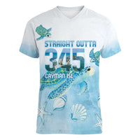 Cayman Islands 345 Women V-Neck T-Shirt Sea Turtle Watercolor Style
