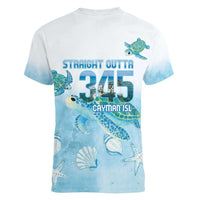 Cayman Islands 345 Women V-Neck T-Shirt Sea Turtle Watercolor Style