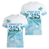 Cayman Islands 345 Women V-Neck T-Shirt Sea Turtle Watercolor Style