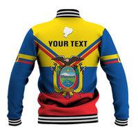 Personalised Ecuador Baseball Jacket Ecuadorian Coat Of Arms Yellow Version - Wonder Print Shop