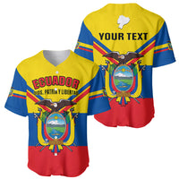 Personalised Ecuador Baseball Jersey Ecuadorian Coat Of Arms Yellow Version - Wonder Print Shop