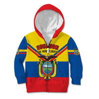 Personalised Ecuador Kid Hoodie Ecuadorian Coat Of Arms Yellow Version - Wonder Print Shop