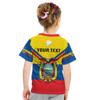 Personalised Ecuador Kid T Shirt Ecuadorian Coat Of Arms Yellow Version - Wonder Print Shop