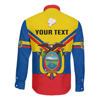 Personalised Ecuador Long Sleeve Button Shirt Ecuadorian Coat Of Arms Yellow Version - Wonder Print Shop