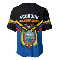 Ecuador Baseball Jersey Ecuadorian Coat Of Arms Black Version - Wonder Print Shop