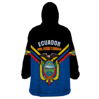 Ecuador Wearable Blanket Hoodie Ecuadorian Coat Of Arms Black Version - Wonder Print Shop