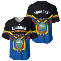 Personalised Ecuador Baseball Jersey Ecuadorian Coat Of Arms Black Version - Wonder Print Shop