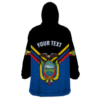 Personalised Ecuador Wearable Blanket Hoodie Ecuadorian Coat Of Arms Black Version - Wonder Print Shop