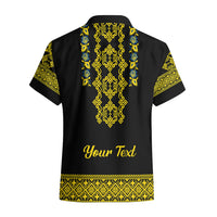 Personalised Ukraine Hawaiian Shirt Black Ukrainian Folk Pattern - Wonder Print Shop