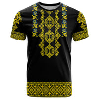 Personalised Ukraine T Shirt Black Ukrainian Folk Pattern - Wonder Print Shop