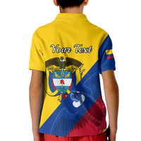 Personalised Colombia Kid Polo Shirt Colombian Coat Of Arms With Andean Condor - Wonder Print Shop