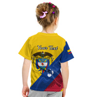 Personalised Colombia Kid T Shirt Colombian Coat Of Arms With Andean Condor - Wonder Print Shop