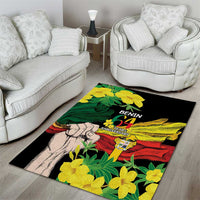 Benin National Day Area Rug Happy 64th Independence Anniversary Yellow Allamanda - Wonder Print Shop