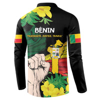 Benin National Day Button Sweatshirt Happy 64th Independence Anniversary Yellow Allamanda - Wonder Print Shop