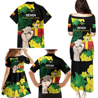 Benin National Day Family Matching Puletasi and Hawaiian Shirt Happy 64th Independence Anniversary Yellow Allamanda - Wonder Print Shop