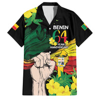 Benin National Day Family Matching Puletasi and Hawaiian Shirt Happy 64th Independence Anniversary Yellow Allamanda - Wonder Print Shop