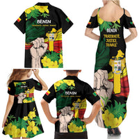 Benin National Day Family Matching Summer Maxi Dress and Hawaiian Shirt Happy 64th Independence Anniversary Yellow Allamanda - Wonder Print Shop