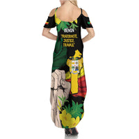 Benin National Day Family Matching Summer Maxi Dress and Hawaiian Shirt Happy 64th Independence Anniversary Yellow Allamanda - Wonder Print Shop