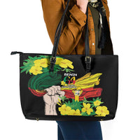 Benin National Day Leather Tote Bag Happy 64th Independence Anniversary Yellow Allamanda - Wonder Print Shop