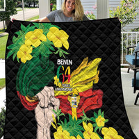 Benin National Day Quilt Happy 64th Independence Anniversary Yellow Allamanda - Wonder Print Shop
