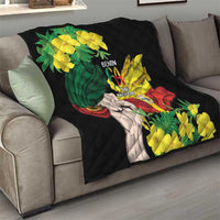 Benin National Day Quilt Happy 64th Independence Anniversary Yellow Allamanda - Wonder Print Shop