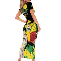 Benin National Day Short Sleeve Bodycon Dress Happy 64th Independence Anniversary Yellow Allamanda - Wonder Print Shop