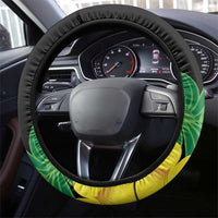 Benin National Day Steering Wheel Cover Happy 64th Independence Anniversary Yellow Allamanda - Wonder Print Shop