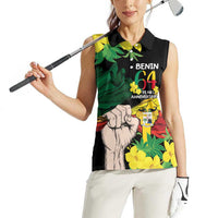 Benin National Day Women Sleeveless Polo Shirt Happy 64th Independence Anniversary Yellow Allamanda - Wonder Print Shop