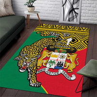 Personalised Benin National Day Area Rug Coat Of Arms With Leopard African Pattern - Wonder Print Shop