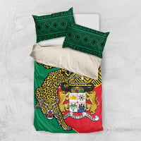 Personalised Benin National Day Bedding Set Coat Of Arms With Leopard African Pattern - Wonder Print Shop