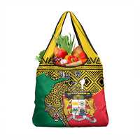 Personalised Benin National Day Grocery Bag Coat Of Arms With Leopard African Pattern