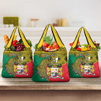 Personalised Benin National Day Grocery Bag Coat Of Arms With Leopard African Pattern