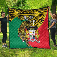 Personalised Benin National Day Quilt Coat Of Arms With Leopard African Pattern - Wonder Print Shop