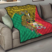 Personalised Benin National Day Quilt Coat Of Arms With Leopard African Pattern - Wonder Print Shop