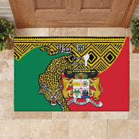 Personalised Benin National Day Rubber Doormat Coat Of Arms With Leopard African Pattern - Wonder Print Shop