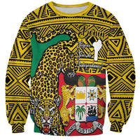 Personalised Benin National Day Sweatshirt Coat Of Arms With Leopard African Pattern - Wonder Print Shop