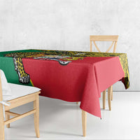 Personalised Benin National Day Tablecloth Coat Of Arms With Leopard African Pattern - Wonder Print Shop