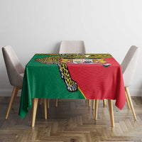 Personalised Benin National Day Tablecloth Coat Of Arms With Leopard African Pattern - Wonder Print Shop