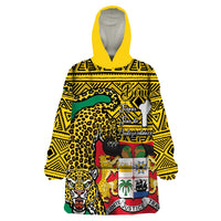Personalised Benin National Day Wearable Blanket Hoodie Coat Of Arms With Leopard African Pattern - Wonder Print Shop