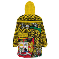 Personalised Benin National Day Wearable Blanket Hoodie Coat Of Arms With Leopard African Pattern - Wonder Print Shop